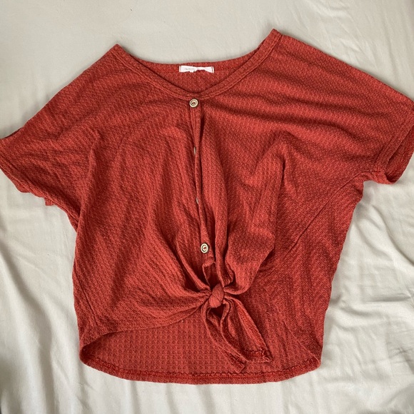 Red ribbed t-shirt - Picture 1 of 3
